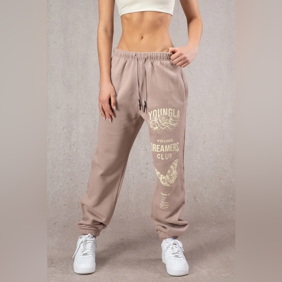 YoungLA Pants - YoungLA Dusty Mauve Joggers Dreamers Club Sweatpants Unisex Size L Fleece